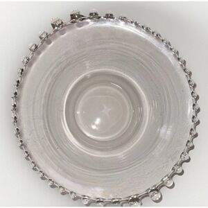 Vintage Imperial Candlewick 10" Clear Glass Serving Salad Bowl w/Beaded Rim EUC